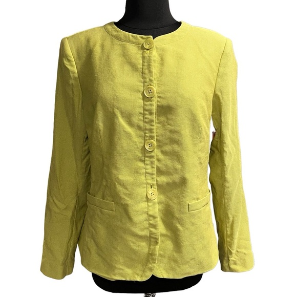 Lafayette 148 Lime Green Virgin Wool & Silk Blazer Jacket size 12